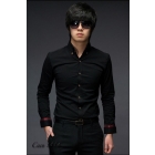 Hot! Men's Long-Sleeve Shirts Mens Casual Shirts Mens Dress Shirts Slim Fit Stylish Shirts Black color