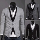 Men's Knitwear V-neck Cardigans Sweater Slim Casual One-button -two-piece Sweater 