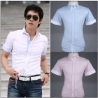 Free Shipping New Men's Shirts,Brand Shirts,Men's Casual Slim fit Stylish Dress Short Sleeve Shirts Color:3 Colors Size:M-XL 