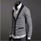 Men's Knitwear V-neck Cardigans Sweater Slim Casual One-button -two-piece Sweater CR21