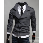 New multi-zipper large lapel men Slim casual sweater hooded coat jacket 2320