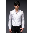 Hot! Men's Long-Sleeve Shirts Mens Casual Shirts Mens Dress Shirts Slim Fit Stylish Shirts White color