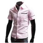 Free Shipping New Men's Shirts,Contracted Black-side Adornment Shirts,Casual Slim Fit Stylish Dress Shirts 3 Colors Size:M- 