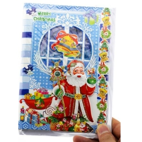  stationery music Christmas New Year card-Santa Claus took the Christmas bell  