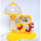 Lovely pooh rural style desk lamp pointer type small alarm clock bedroom desk lamp berth lamp of combination  