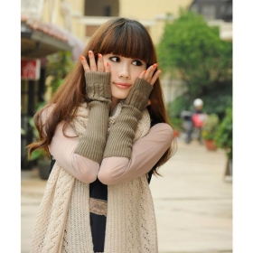 Manual twist rib knitting 2011 autumn winters is half a long gloves ms knitted gloves  