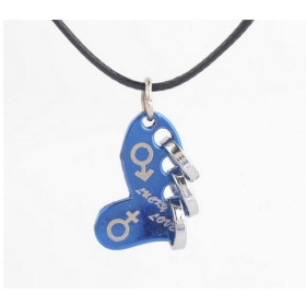 Male money necklace with blue heart-shaped three times a necklace can prolong the necklace hang 118   