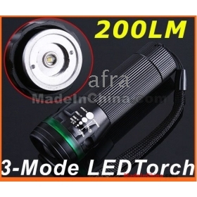 3 Modes LED Flashlight  Zoomable 200 Lumen CREE LED flashlight waterproof 4 circle color choice drop shipping free shipping 