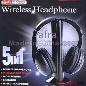 Wholesale Via EMS 10pcs/lot 5 in 1 HIFI Wireless headphone Earphone Headset wireless Monitor FM radio for MP4 PC TV audio,free shipping 
