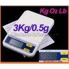 Wholesale New 3Kg/0.5g Digital Electronic Food Kitchen Weight Scale Kg Oz Lb with retail box, freeshipping dropshipping 