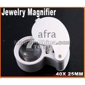 Dropshipping Mini 40X 25MM Jewelry Magnifier Magnifing Loupe LED,freeshipping