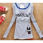 Cartoon fashionable stripe  cultivate one's morality autumn backing unlined upper garment long sleeve T-shirt
