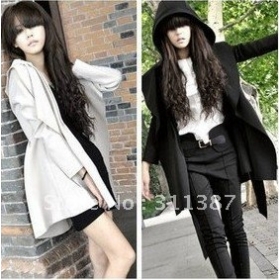 Free shipping,2012 New Stylish Korea Women's Coat Hooded  Trench Jacket Outerwear Dresses Style Tops RS01023 