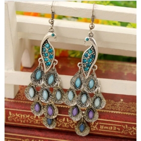 Free Shipping women Punk Jewelry Retro peacock earrings ethnic wind earrings 