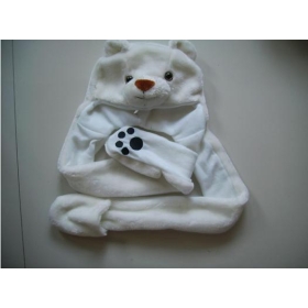 [CPAP Free Shipping] Wholesale Plush Cartoon Polar Bears Hat With Scarf And Gloves / Halloween Winter Cap 24pcs/lot (SL-22) 