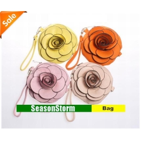 [CPAP Free Shipping] Wholesale Multi-Color Fashion Ladies Camellia Flower Clutch Bags / Zero Purse (-33P) 