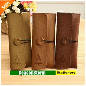 [CPA Free Shipping] Wholesale  Elegant Tower PU Leather Pen Bag / Pencil Case Stationery 10pcs/lot (SP-65) 