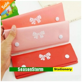 [CPA Free Shipping] Wholesale Lovely Bowknot Cortical Pen Bag / Pencil Case Stationery 20pcs/lot (SP-66) 
