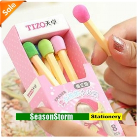 [CPA Free Shipping] Wholesale Colorful Novelty Matchstick Style Eraser Stationery 24pcs/lot (SP-72) 