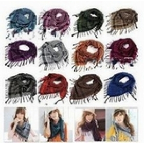 [CPA Free Shipping] Wholesale Fashion Plaid Artificial Cotton Scarf With Tassel / Colorful Korean Style Shawl 10pcs/lot (SE-10) 