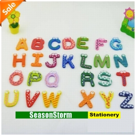 [CPA Free Shipping] Wholesale Cute Wooden Cartoon English Alphabet Magnetic Stickers 260pcs/lot (SP-83) 