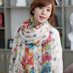 [CPA Free Shipping] Wholesale Ladies Rural Style Flower Cotton Long Scarf 4 Color For Choose 10pcs/lot (SE-33) 