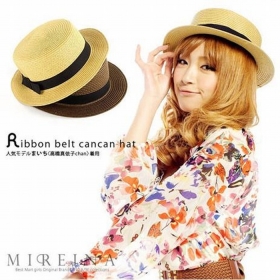 [CPA Free Shipping] Wholesale Ladies Fashion Flat-roofed Straw Hat Beach Cap 3 Color 10pcs/lot (SE-95) 