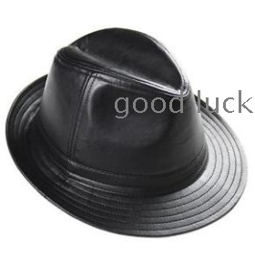Sheep leather hat leisure hat leather men's hat wide-brimmed hat leather cap       