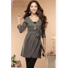 3600 2012 women's new spring clothing temperament show thin han edition fashion cultivate one's morality deep V bowknot long-sleeved dress