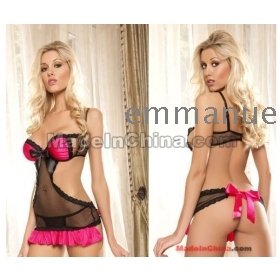 free shipping 1 pc sexy lingeries fishnet satin apparel, women  up chemise underwear, one size  goodagain668 