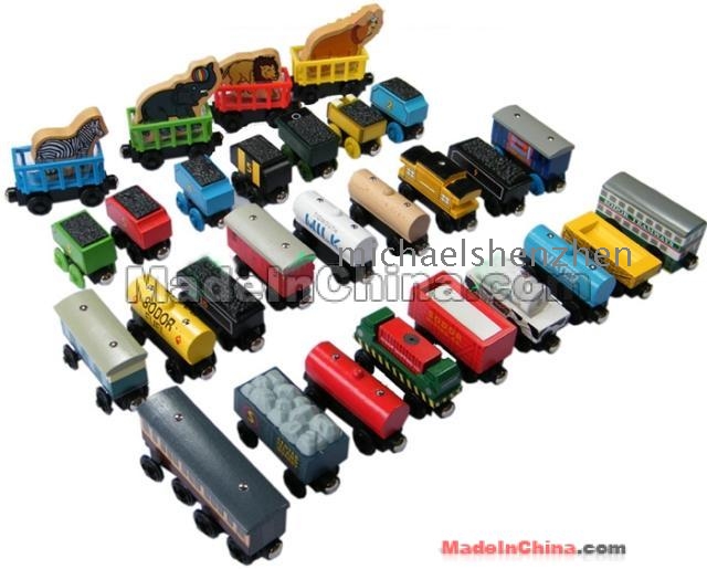 wooden train magnets