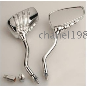  Motorcycle Skull Rearview Mirrors 8mm 10mm Claw 