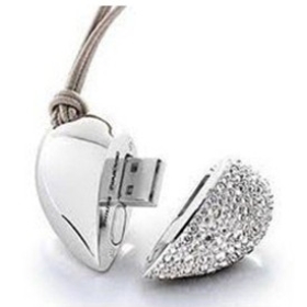 Free Shipping! fashion jewellery heart USB Flash Drive  novelty design U disk 2GB 100%real capacity 