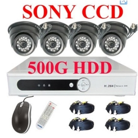 H.264 CCTV 4CH Net DVR 24IR Dome Camera Security System  CCD 420TVL Indoor CCTV Security System 