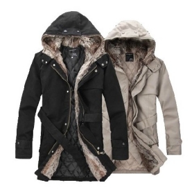 Men Jacket!Fashion Men's  Fur Coat for Winter Jackets/Parka Coat Long Man Clothes/Overcoat,Beige/Black Color,Free Shipping 