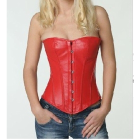 Free shipping! wholesale Leather Strapless Corset body lift shaper Sexy Lingerie Leather Lingerie retail 8216 