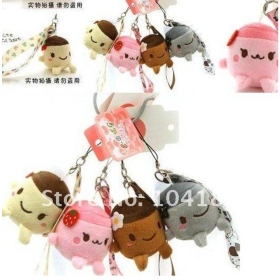 Free Shipping 100pcs New Plush Pudding Doll Cellphone Charm With Mobile Strap Cell Phone Strap Charm Plush Toy Phone Charm Chain 
