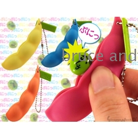 Free Shipping Crowded soybean Mobile phone chain, Key ring, Decompression toys, Mobile accessories 100pcs/lot