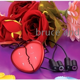 Free Shipping Heart-shaped couple MP3, Necklace MP3 sensitive MP3, Lover's MP3, 4 color a pair