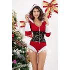 2013 Sex Games Roleplaying fitted long-sleeved hooded red Christmas dress