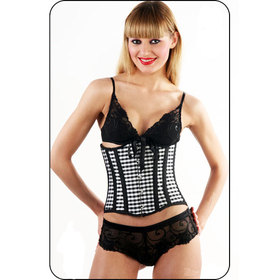 Front Steel Buckle Underbust Corset With G-String