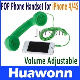 3.5mm Audio Jack Volume Adjustable Retro POP Phone Handset for  4/ Green Color Free Shipping+Drop Shipping