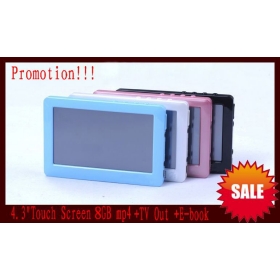 Wholsale 8GB T13 4.3 inch HD definition  screen Mp4 Mp5 player+TV out+Video+FM radio+free shipping