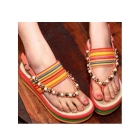 free shipping,color macthing rural style,woman thick heel sandals,lady's beaded comfortable sandals,girl slides,slippers 