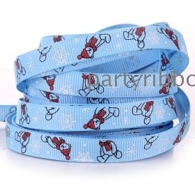 Free shipping 3/8" christmas snowman Grosgrain ribbon,9mm print ribbon,ribbon bow 100yards per lot  SN006