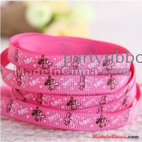 Free shipping 3/8" rabbit Grosgrain ribbon,9mm animal print ribbon,Ribbon bow,100yards per lot pink