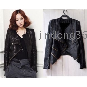 Free shipping women Slim motorcycle clothing PU leather clothing leather jacket 939 