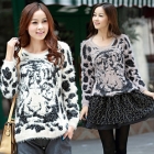 Free shipping fashion women Leopard   loose bat sleeve soft hedging sweater women 6353 clothes for women