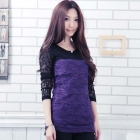 Free shipping high quality large size double color  stitching long sleeve women blouses 3colour    