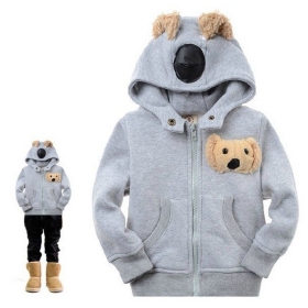 Free shipping 2013 New novelty design Cartoon Koala shape cotton thick fleece  children cardigan winter hoodies jacket 